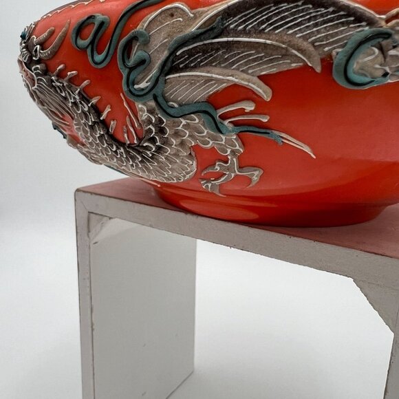 Vintage Orange Moriage Dragonware Ceramic Dragon bowl Made In Japan Orange white - Picture 5 of 16